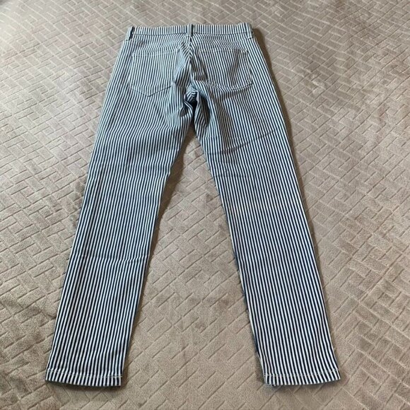 Banana Republic Women 26 Denim Jeans Blue White Striped Skinny High Rise Stretch - Picture 9 of 13